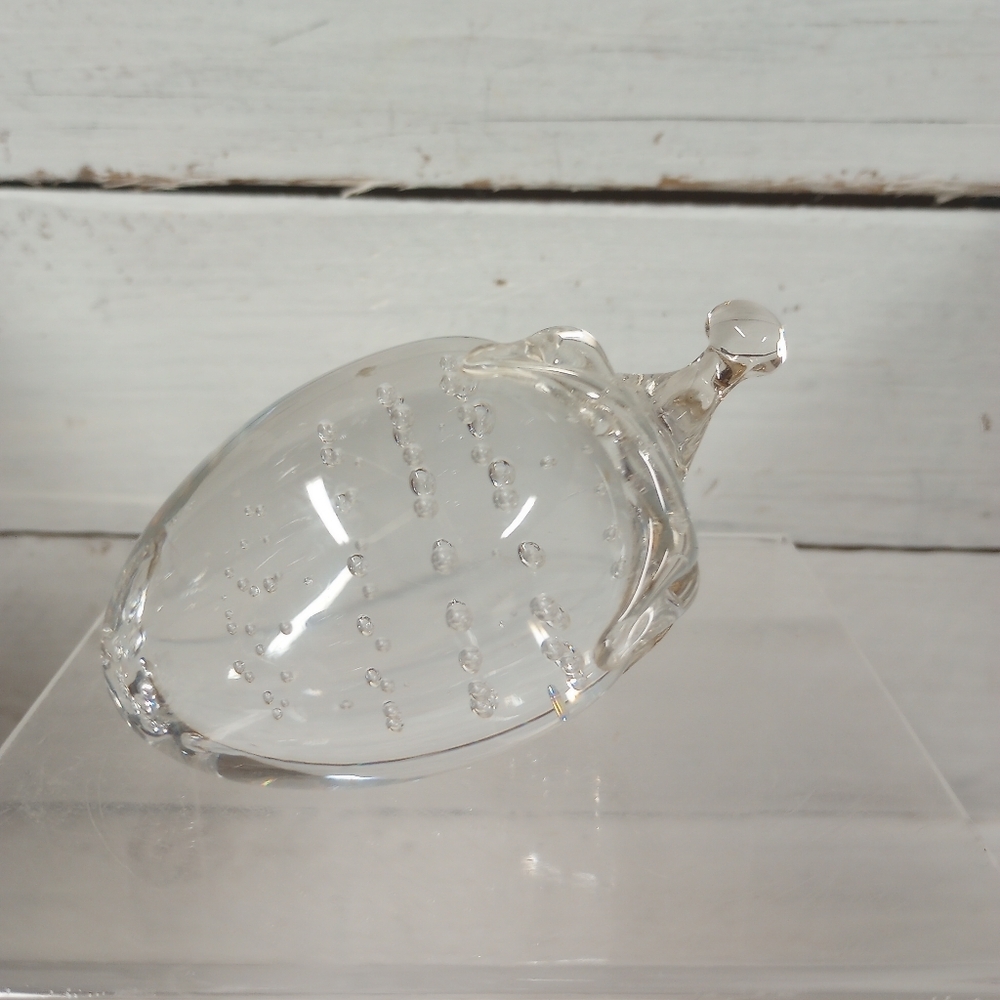 Vintage Strawberry Clear Glass Bullicante Controlled Bubble Paperweight
